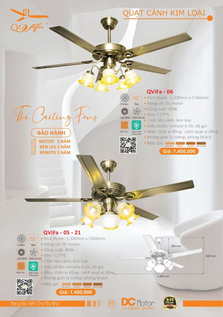 Quạt trần QViFa - 06, QViFa - 05 - 21