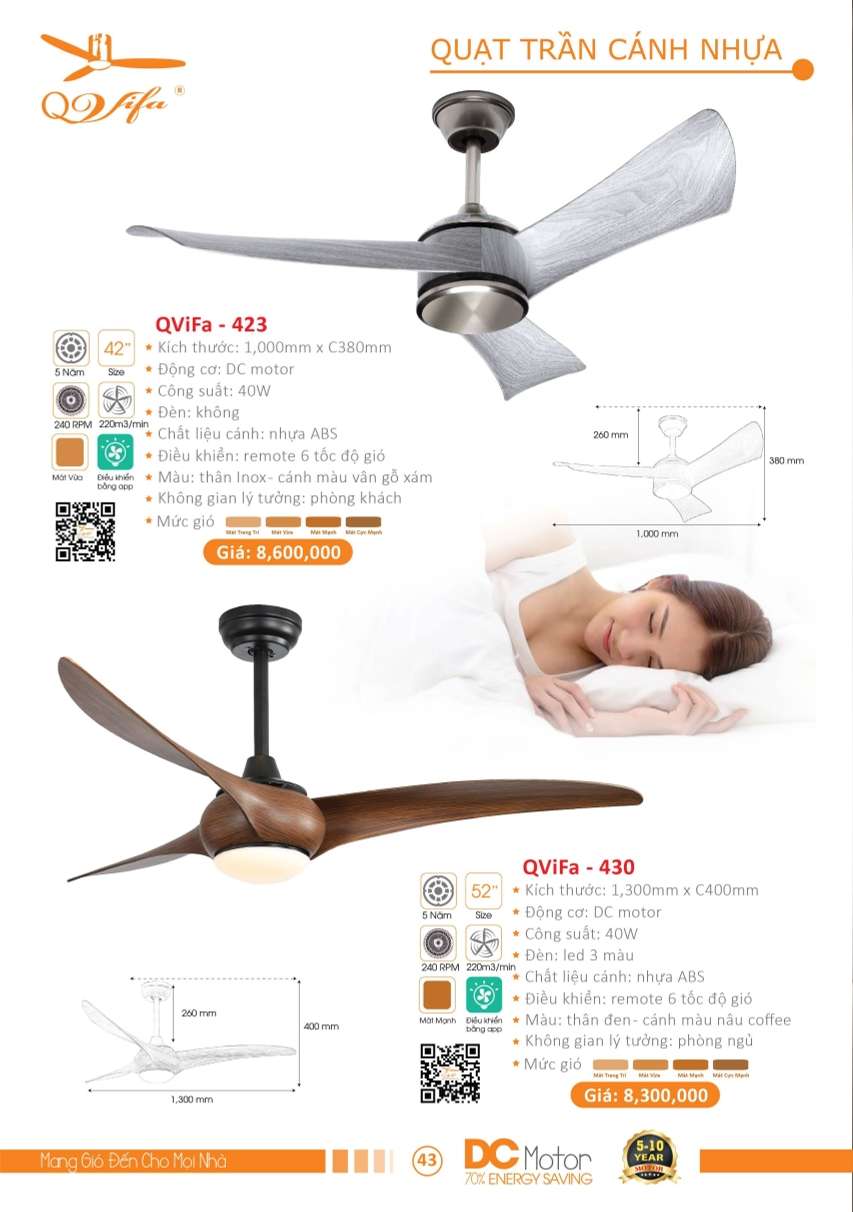 Quạt trần QViFa - 423, QViFa - 430