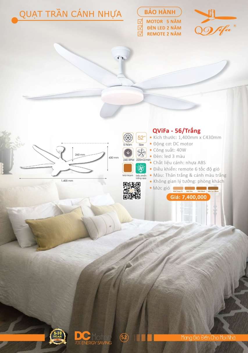 Quạt trần QViFa - 56/Trắng