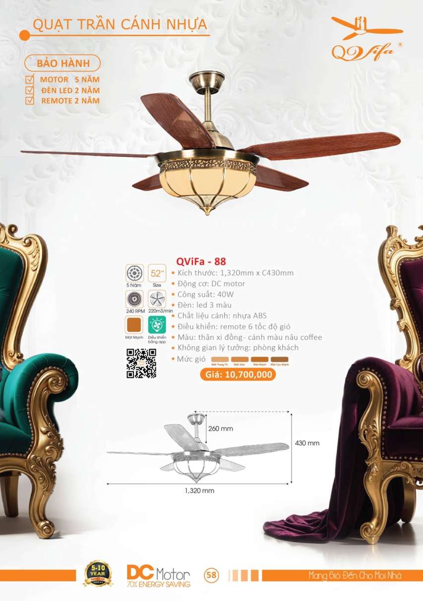 Quạt trần QViFa - 88