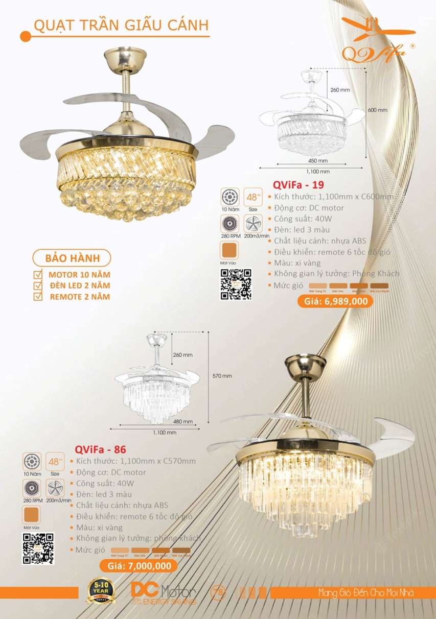 Quạt trần QViFa - 19, QViFa - 86