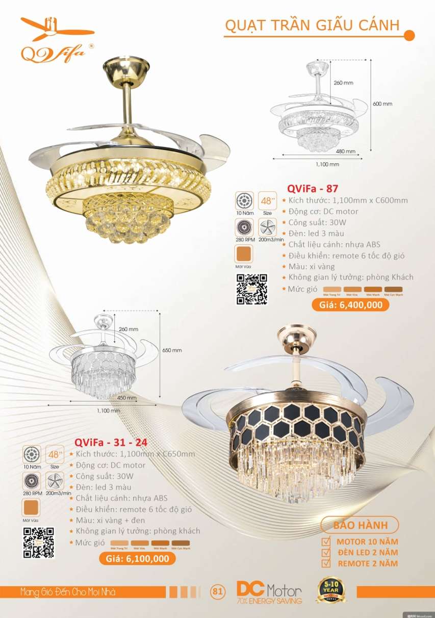 Quạt trần QViFa - 87, QViFa - 31 - 24