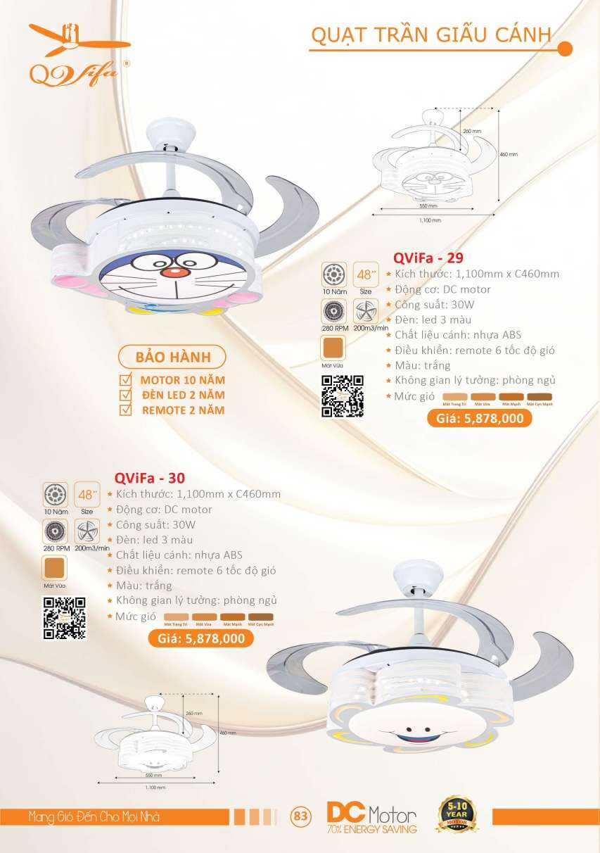 Quạt trần QViFa - 29, QViFa - 30