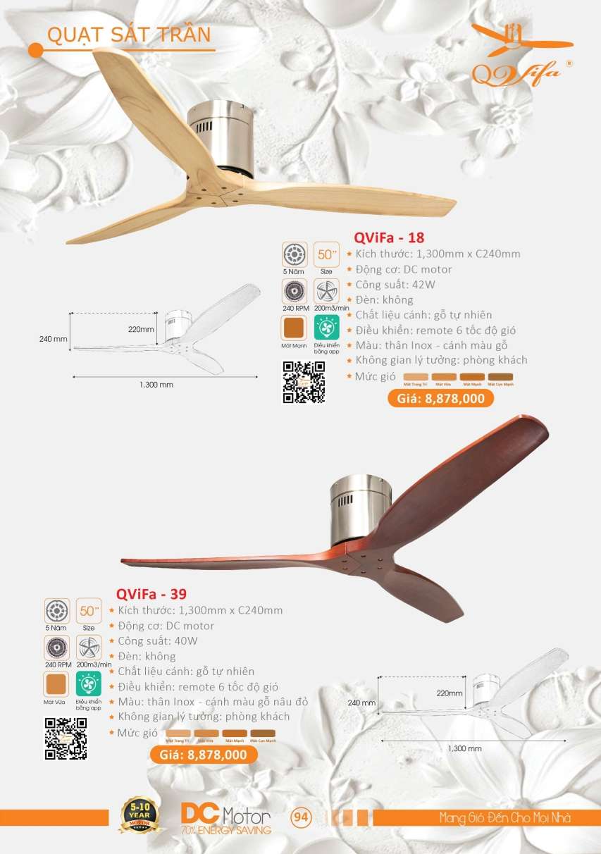 Quạt trần QViFa - 18, QViFa - 39
