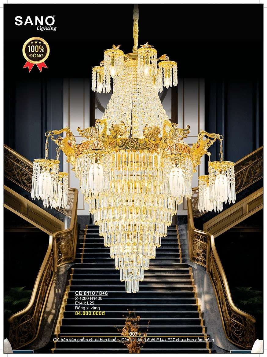 Đèn chùm đồng Sano Lighting CĐ 8110/8+6