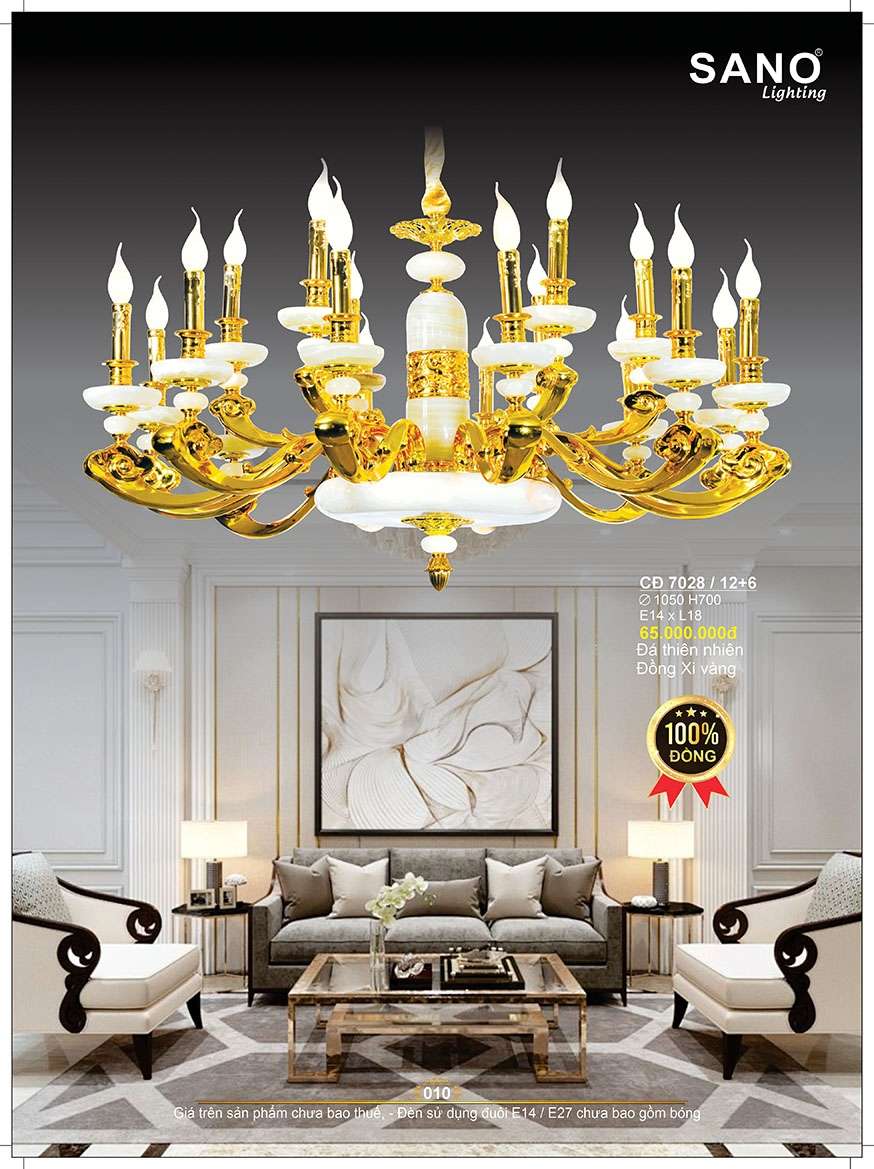 Đèn chùm đồng Sano Lighting CĐ 7028/12+6