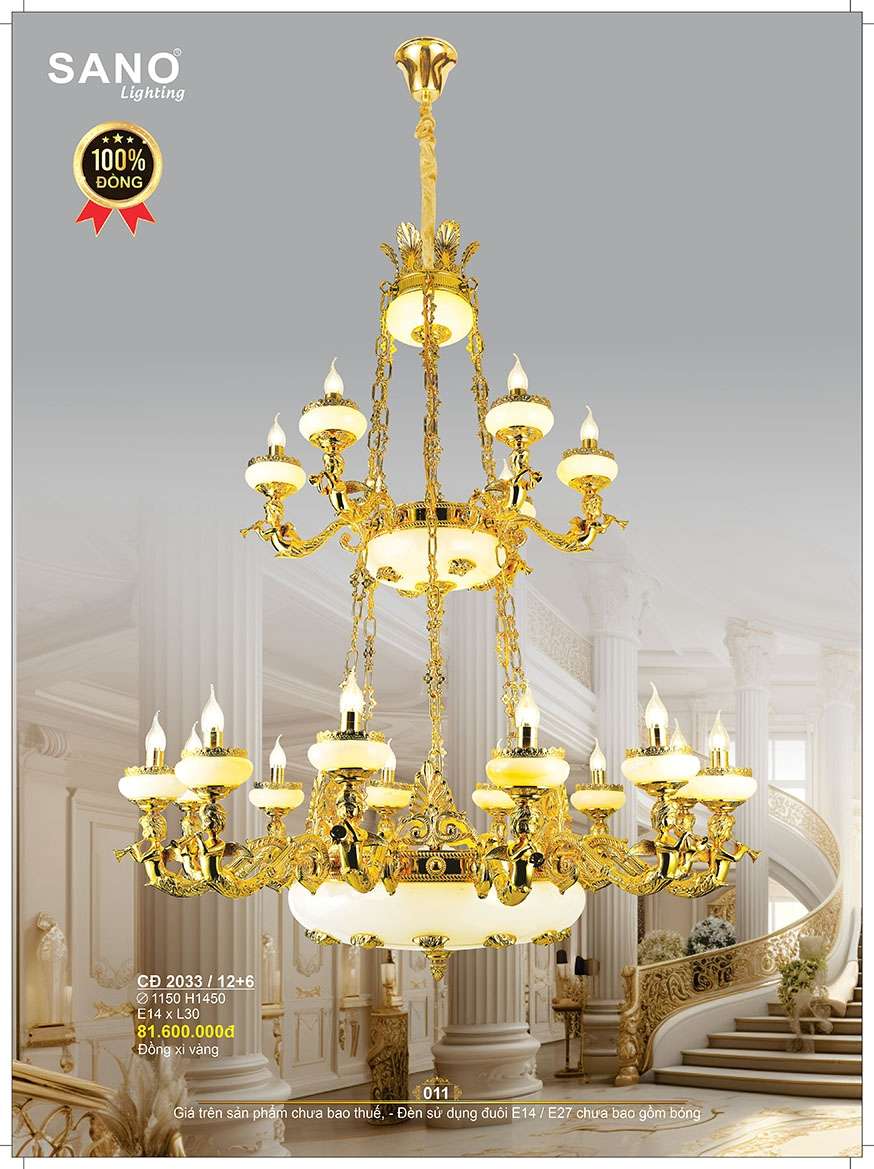 Đèn chùm đồng Sano Lighting CĐ 2033/12+6