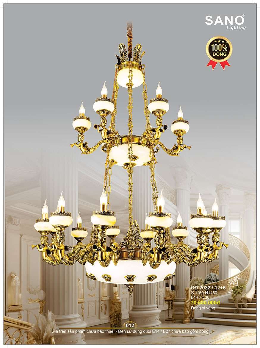 Đèn chùm đồng Sano Lighting CĐ 2032/12+6