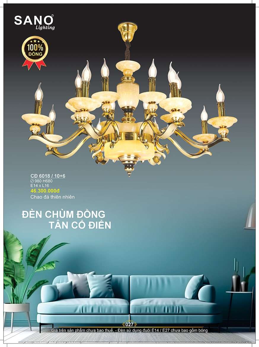 Đèn chùm đồng Sano Lighting CĐ 6018/10+6