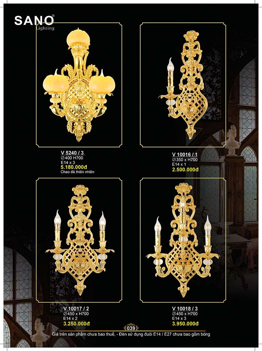 Đèn vách Sano Lighting V 5240/3, V 10016/1, V 10017/2, V 10018/3