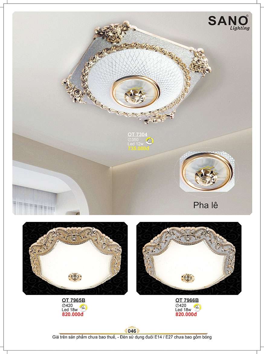 Đèn ốp trần Sano Lighting OT 7304, OT 7965B, OT 7966B