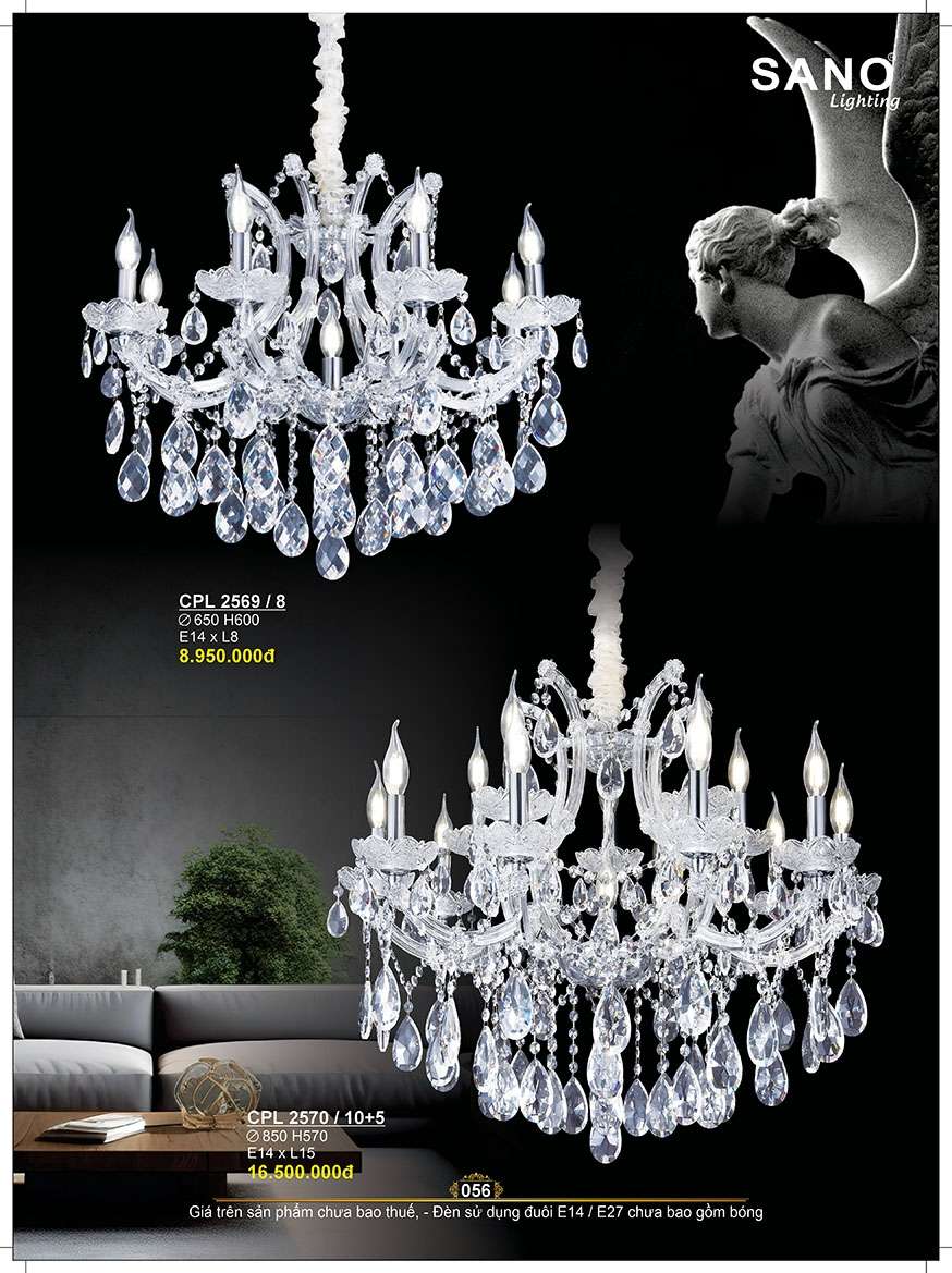 Đèn chùm pha lê Sano Lighting CPL 2569/8, CPL 2570/10+5