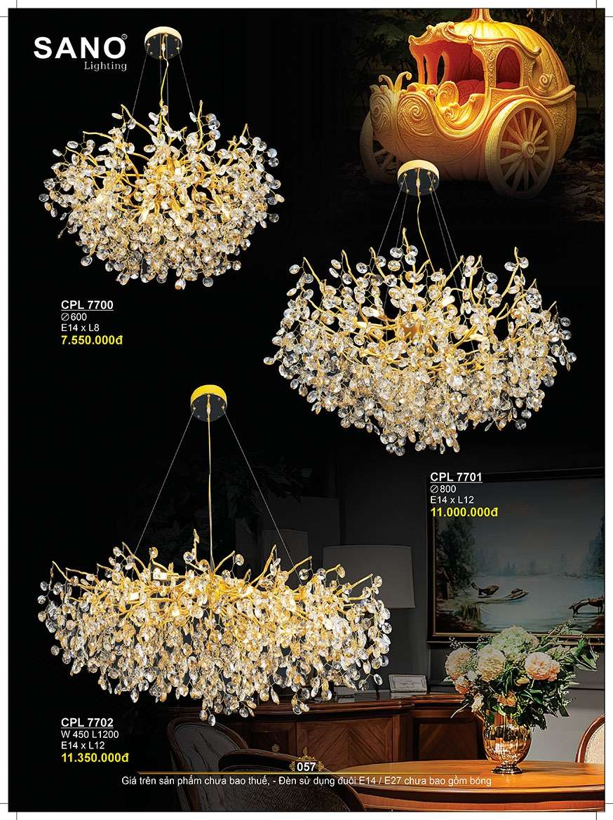 Đèn chùm pha lê Sano Lighting CPL 7700, CPL 7701, CPL 7702