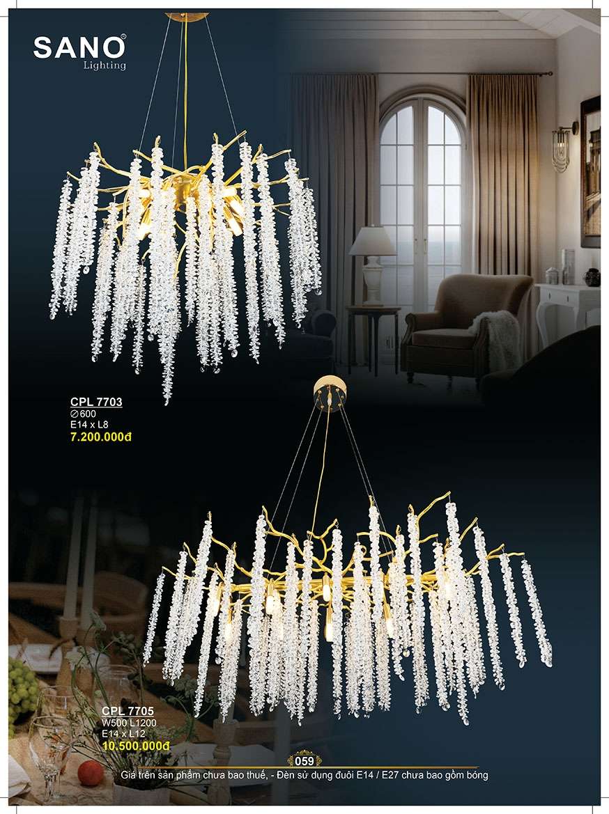 Đèn chùm pha lê Sano Lighting CPL 7703, CPL 7705