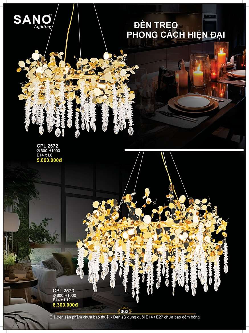 Đèn chùm pha lê Sano Lighting CPL 2572, CPL 2573