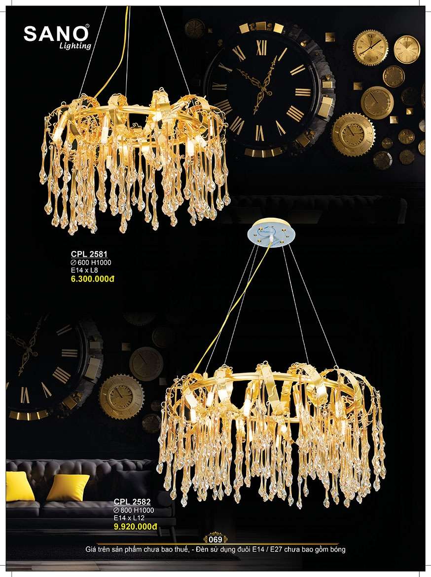 Đèn chùm pha lê Sano Lighting CPL 2581, CPL 2582