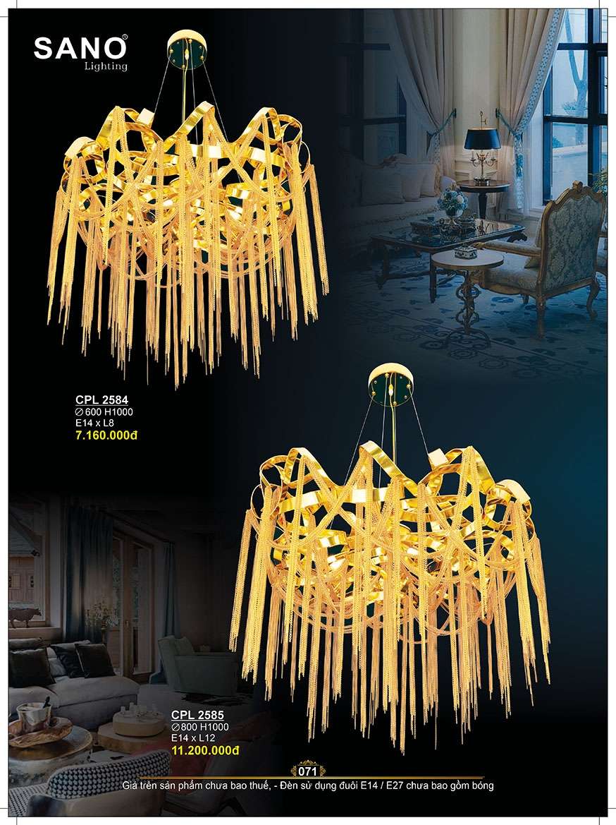 Đèn chùm pha lê Sano Lighting CPL 2584, CPL 2585