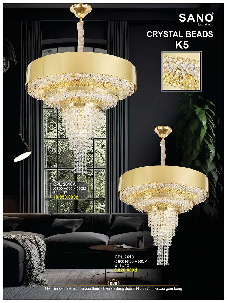 Đèn chùm pha lê Sano Lighting CPL 2610, CPL 2610A