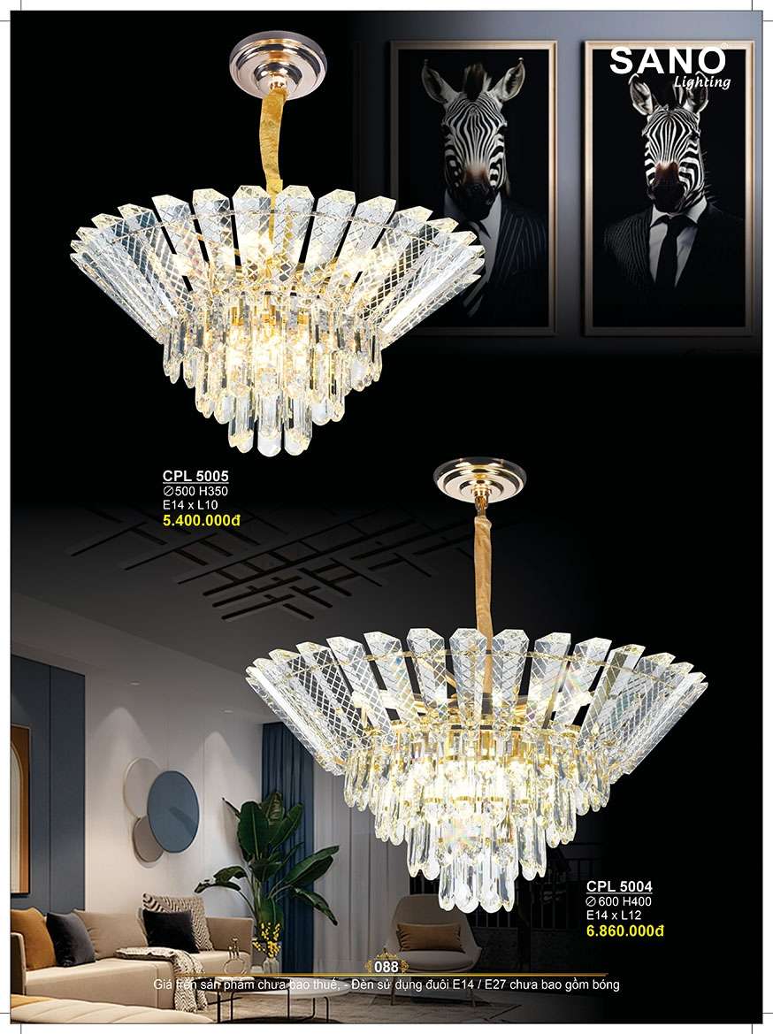 Đèn chùm pha lê Sano Lighting CPL 5004, CPL 5005