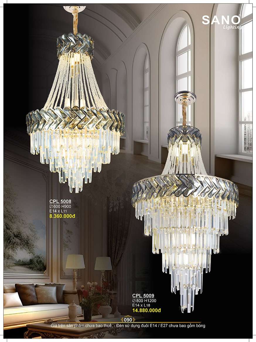 Đèn chùm pha lê Sano Lighting CPL 5008, CPL 5009
