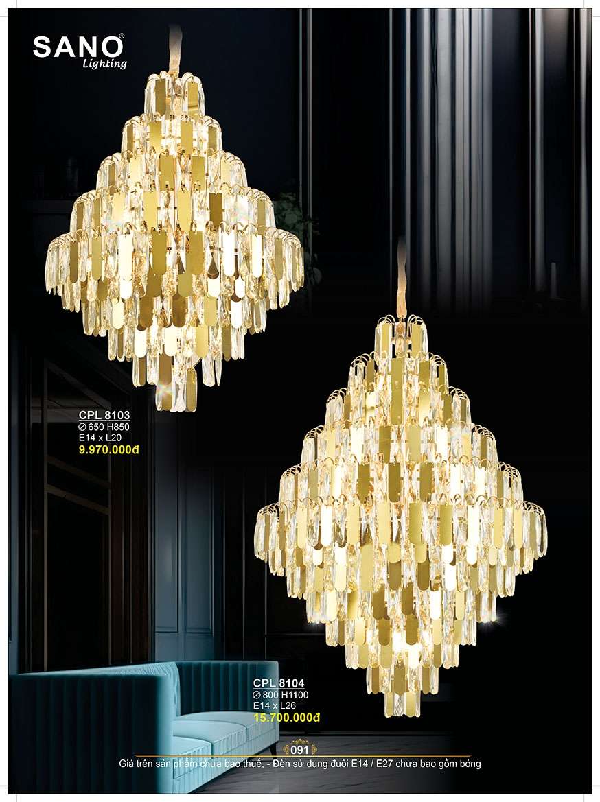 Đèn chùm pha lê Sano Lighting CPL 8103, CPL 8104