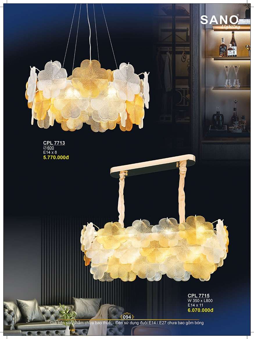 Đèn chùm pha lê Sano Lighting CPL 7713, CPL 7715