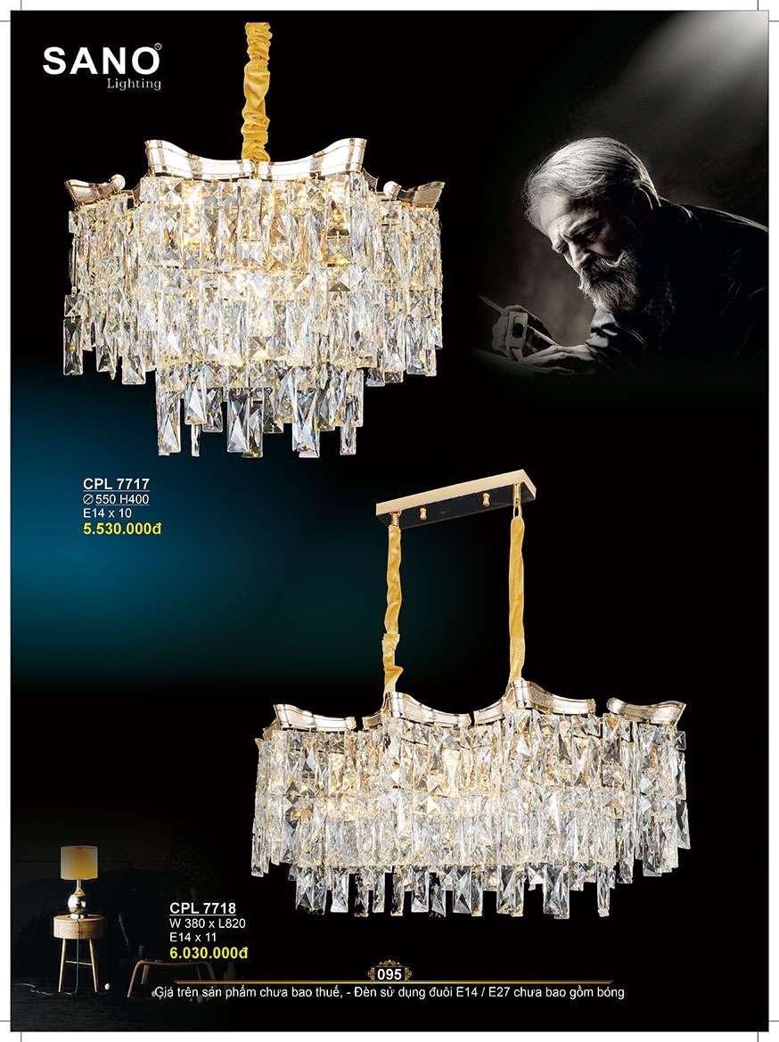 Đèn chùm pha lê Sano Lighting CPL 7717, CPL 7718
