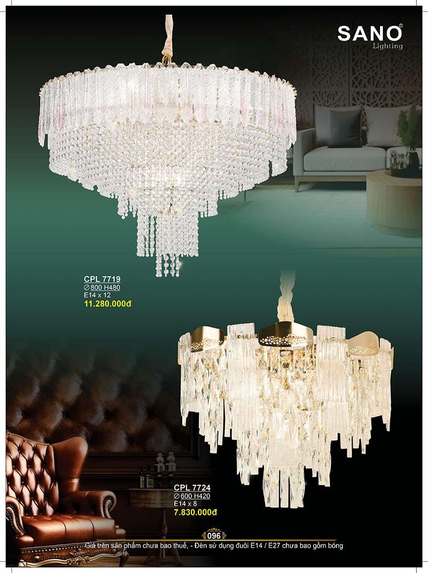 Đèn chùm pha lê Sano Lighting CPL 7719, CPL 7724