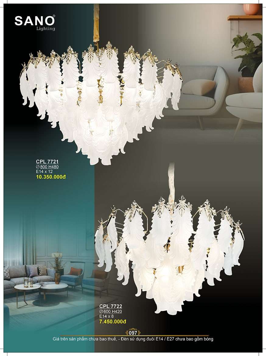 Đèn chùm pha lê Sano Lighting CPL 7721, CPL 7722