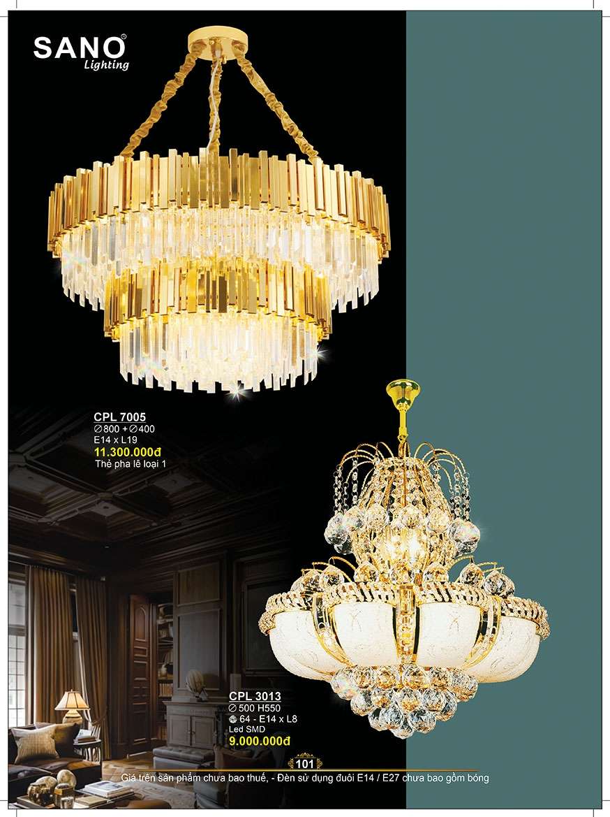 Đèn chùm pha lê Sano Lighting CPL 7005, CPL 3013