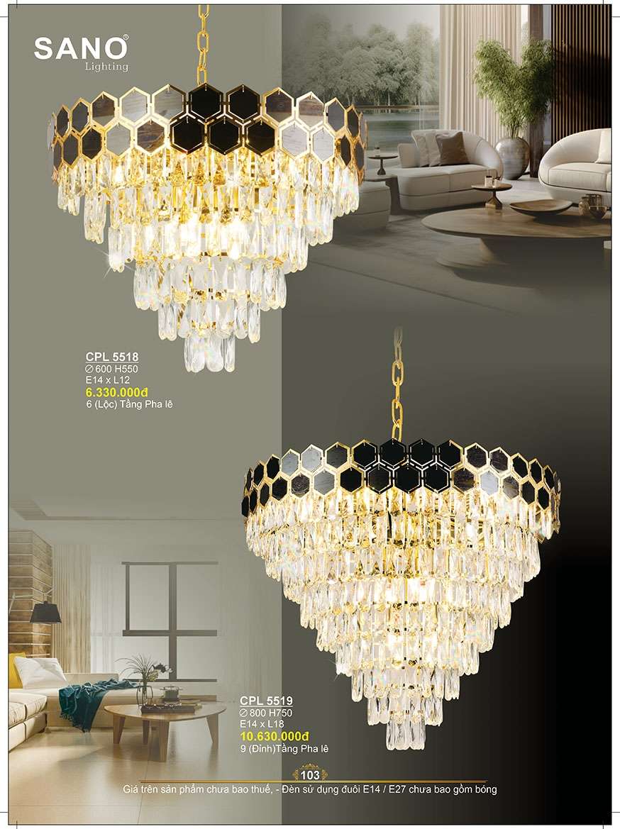 Đèn chùm pha lê Sano Lighting CPL 5518, CPL 5519