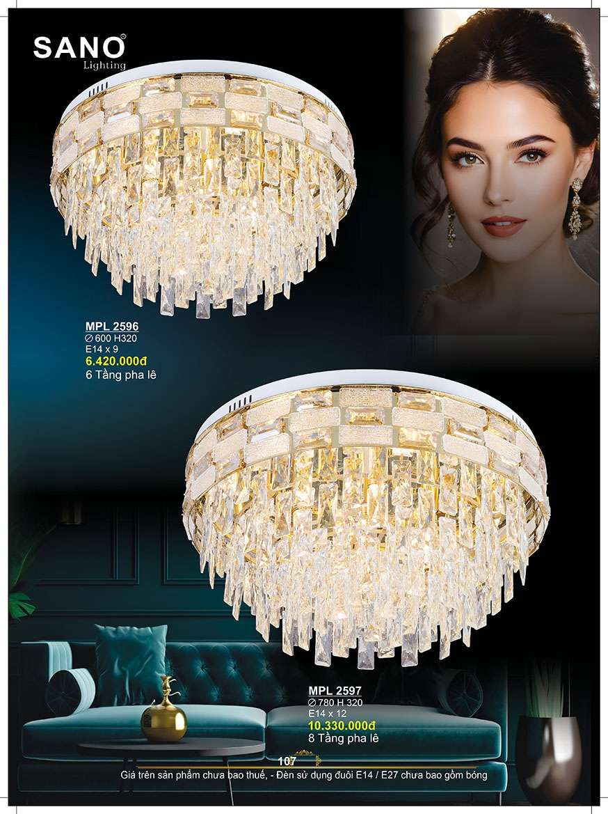 Đèn mâm pha lê Sano Lighting MPL 2596, MPL 2597