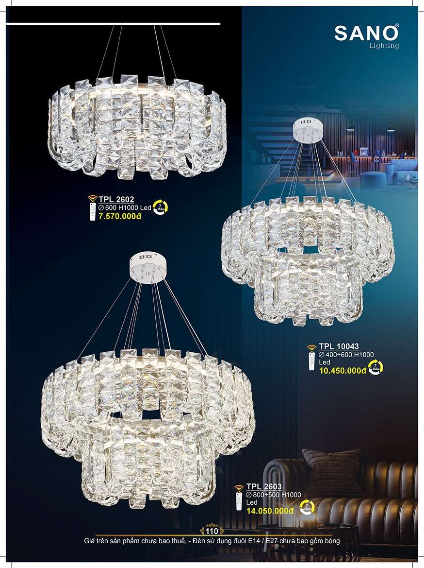 Đèn thả pha lê Sano Lighting TPL 2602, TPL 2603, TPL 10043