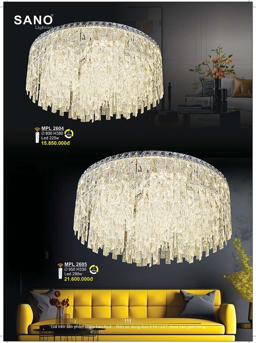 Đèn mâm pha lê Sano Lighting MPL 2604, MPL 2605