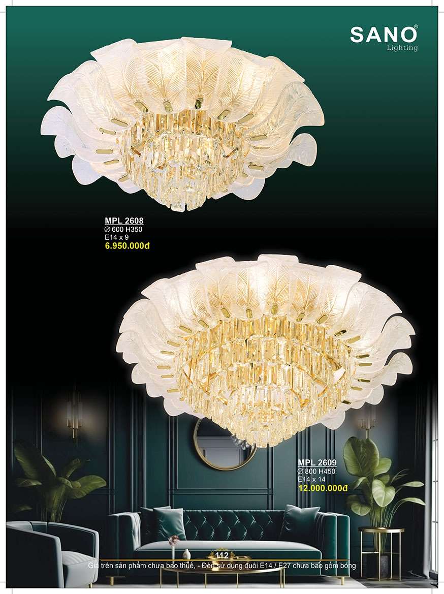 Đèn mâm pha lê Sano Lighting MPL 2608, MPL 2609