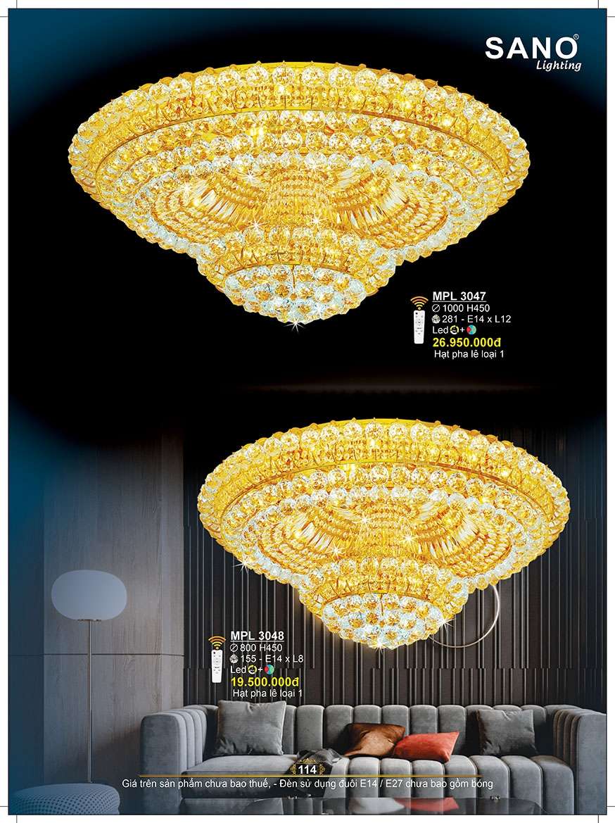 Đèn mâm pha lê Sano Lighting MPL 3047, MPL 3048