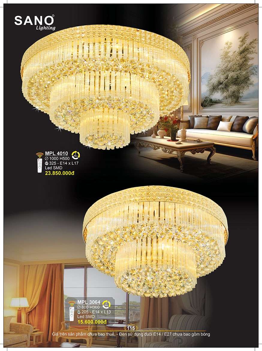 Đèn mâm pha lê Sano Lighting MPL 4010, MPL 3064