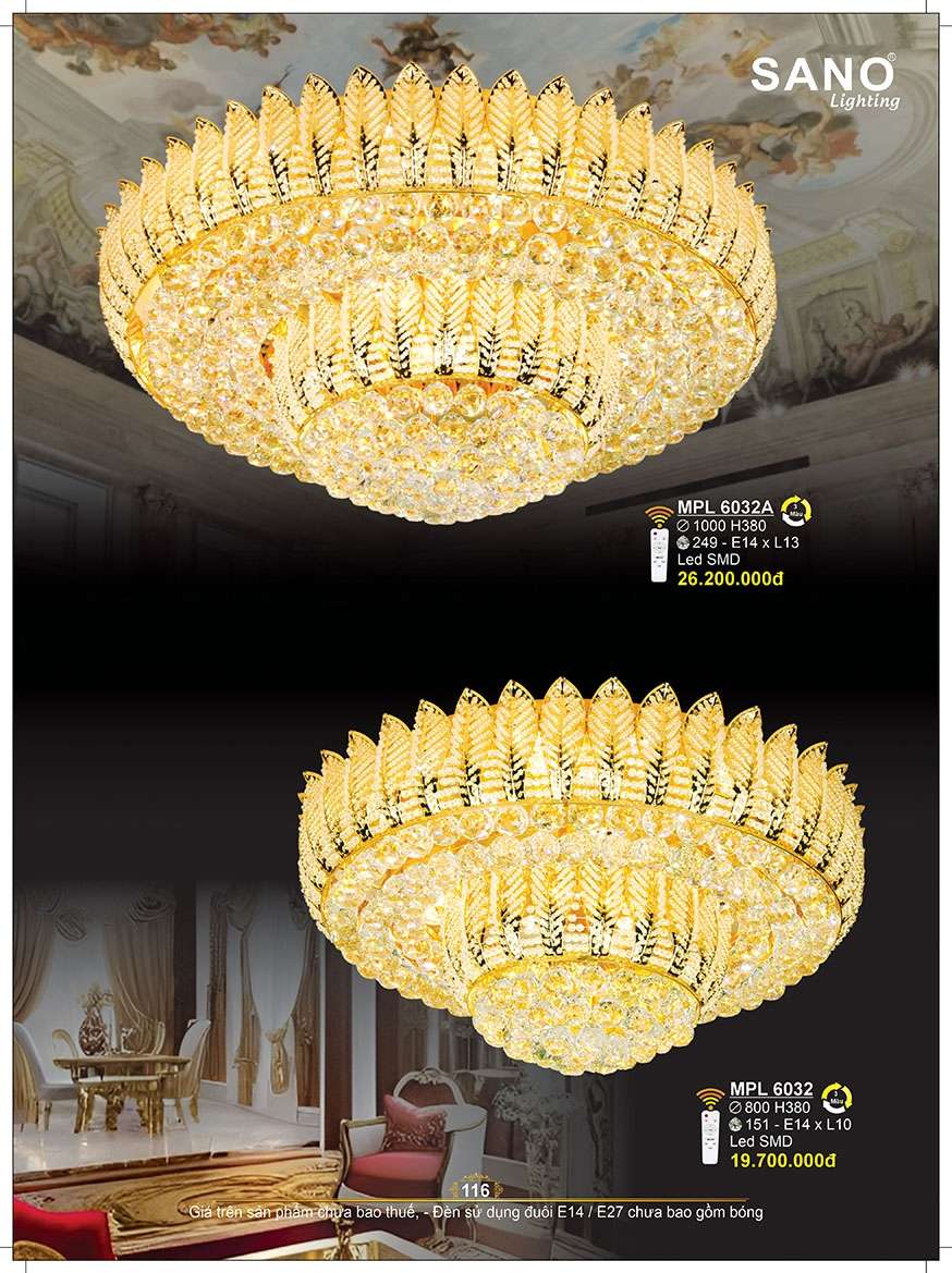 Đèn mâm pha lê Sano Lighting MPL 6032, MPL 6032A
