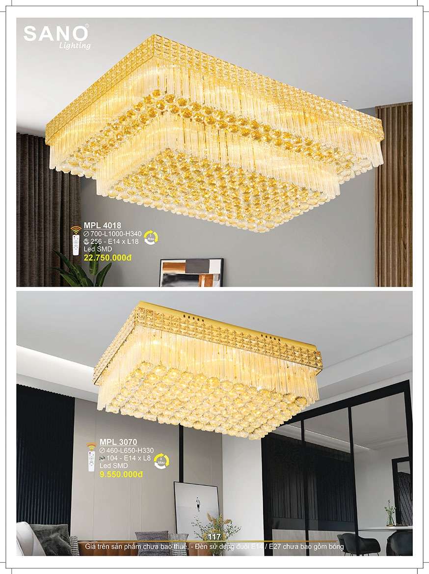 Đèn mâm pha lê Sano Lighting MPL 4018, MPL 3070