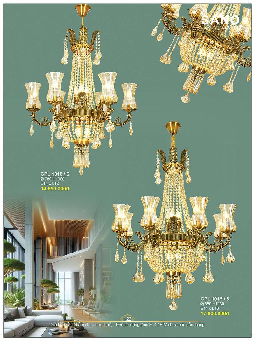 Đèn chùm Sano Lighting CPL 1016/6, CPL 1015/8