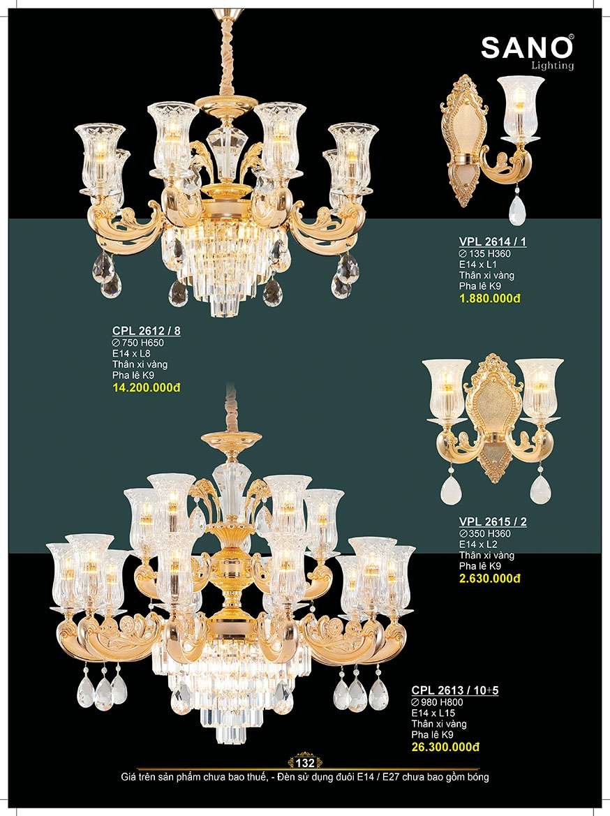 Đèn chùm Sano Lighting CPL 2612/8, CPL 2613/10+5, VPL 2614/1, VPL 2615/2