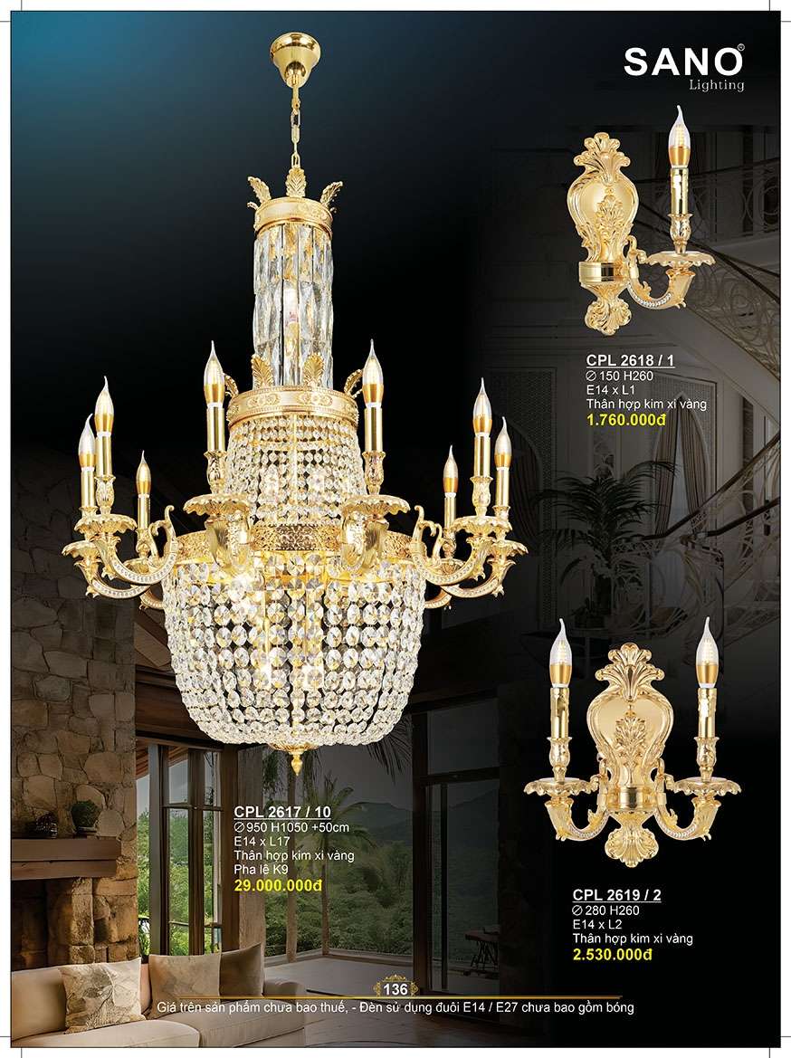Đèn chùm Sano Lighting CPL 2617/10, CPL 2618/1, CPL 2619/2