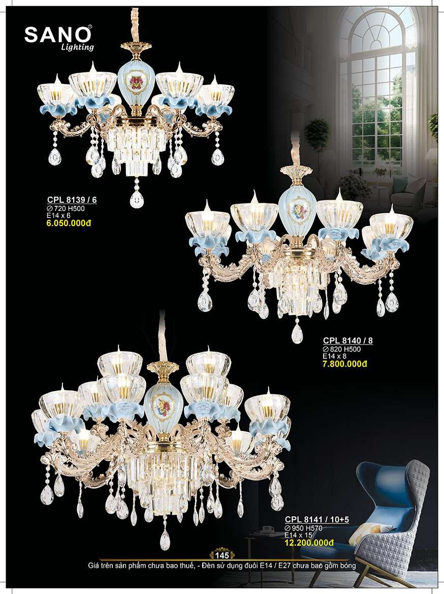 Đèn chùm Sano Lighting CPL 8139/6, CPL 8140/8, CPL 8141/10+5