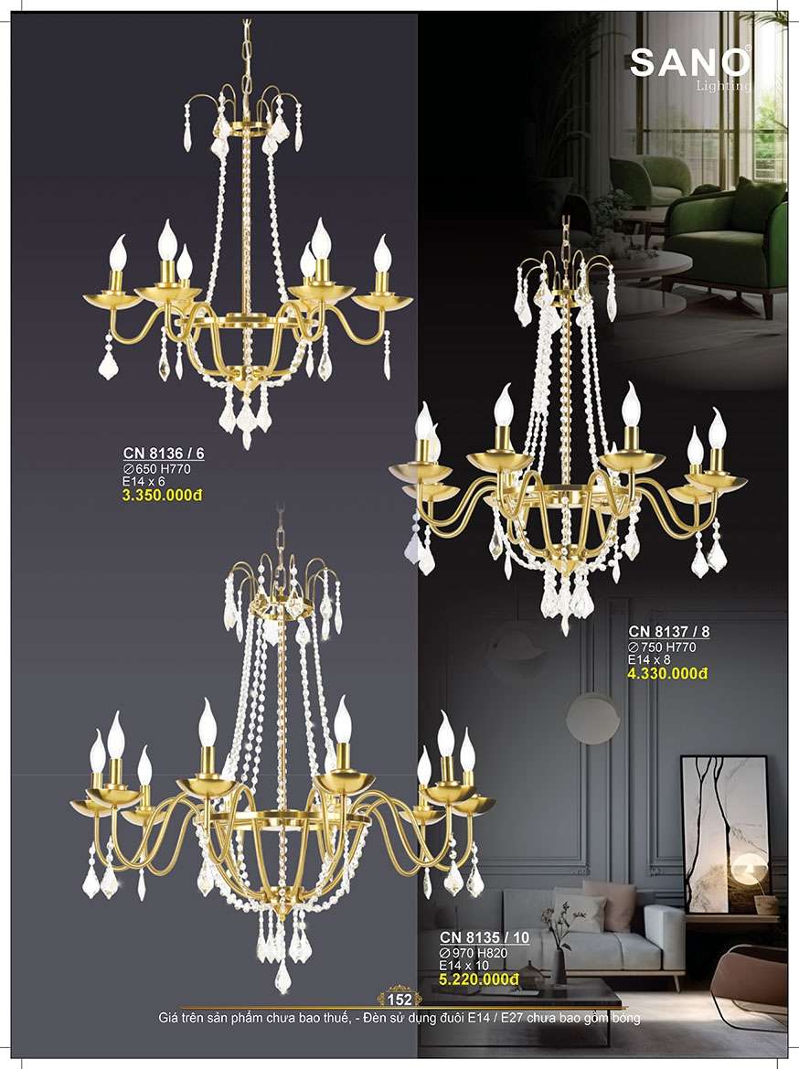 Đèn chùm Sano Lighting CN 8136/6, CN 8137/8, CN 8135/10