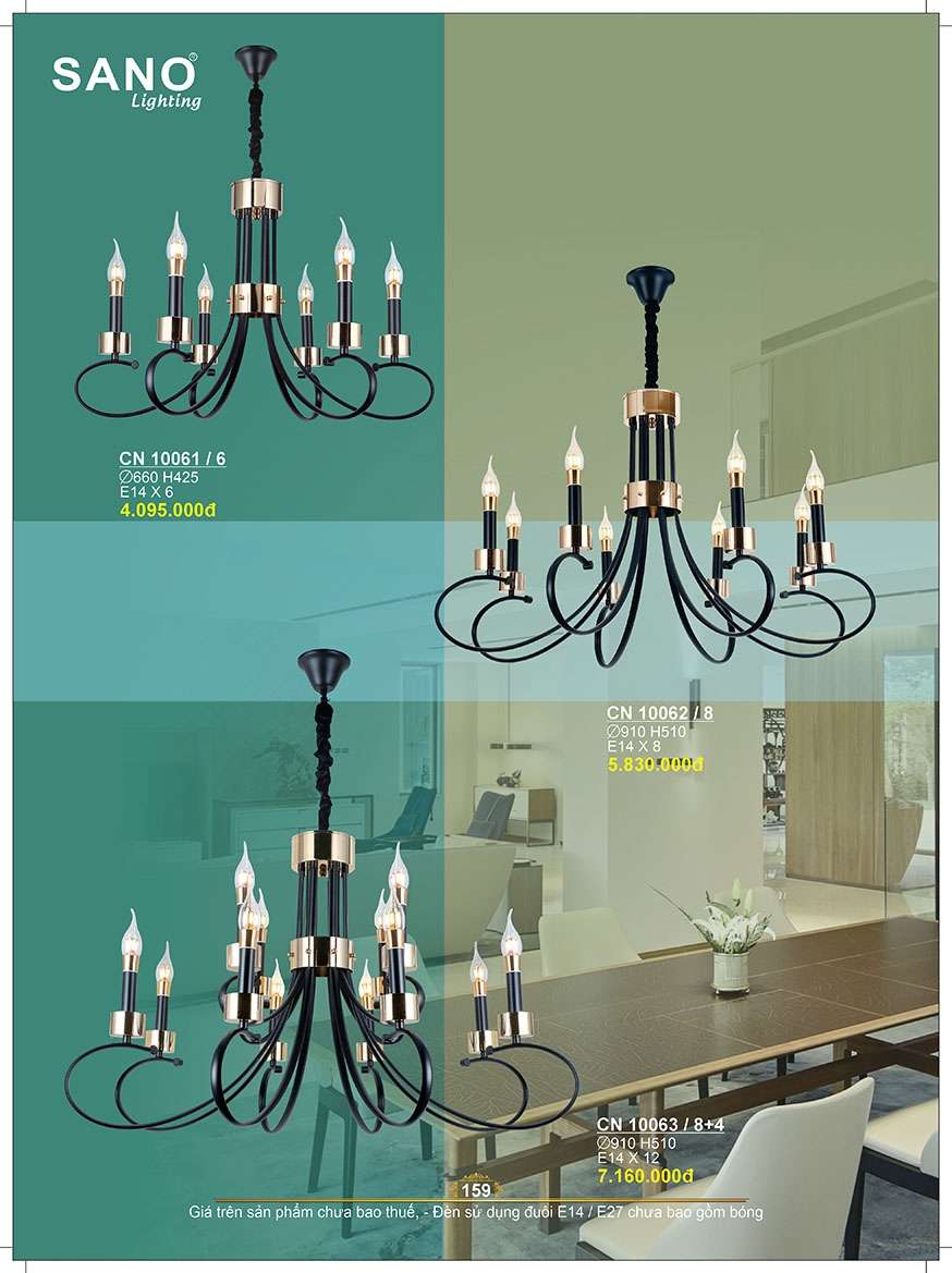 Đèn chùm Sano Lighting CN 10061/6, CN 10062/8, CN 10063/8+4