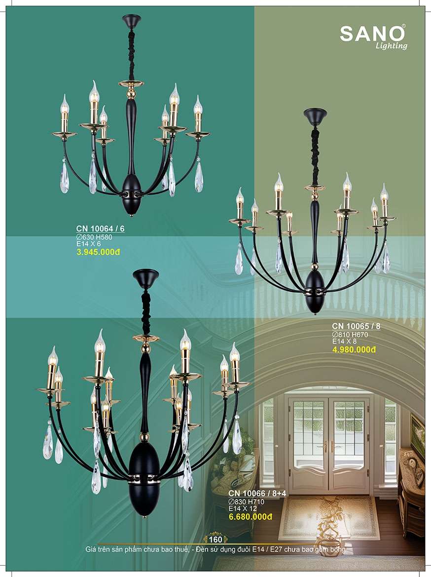 Đèn chùm Sano Lighting CN 10064/6, CN 10065/8, CN 10066/8+4
