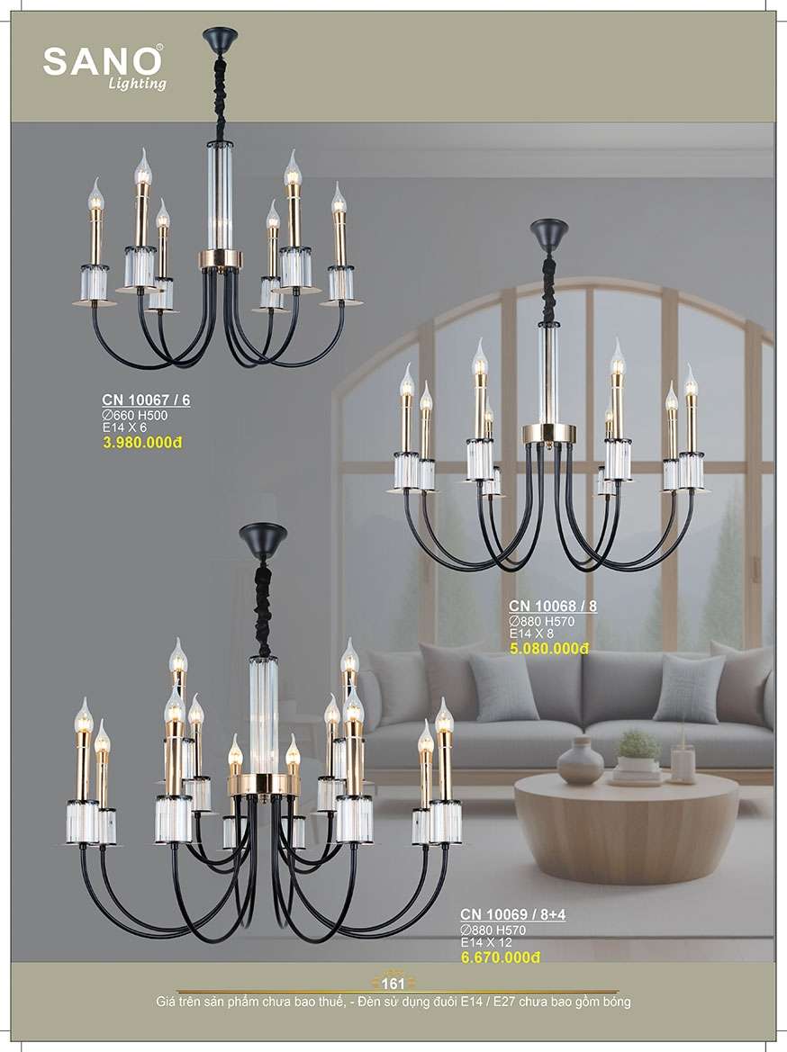 Đèn chùm Sano Lighting CN 10067/6, CN 10068/8, CN 10069/8+4