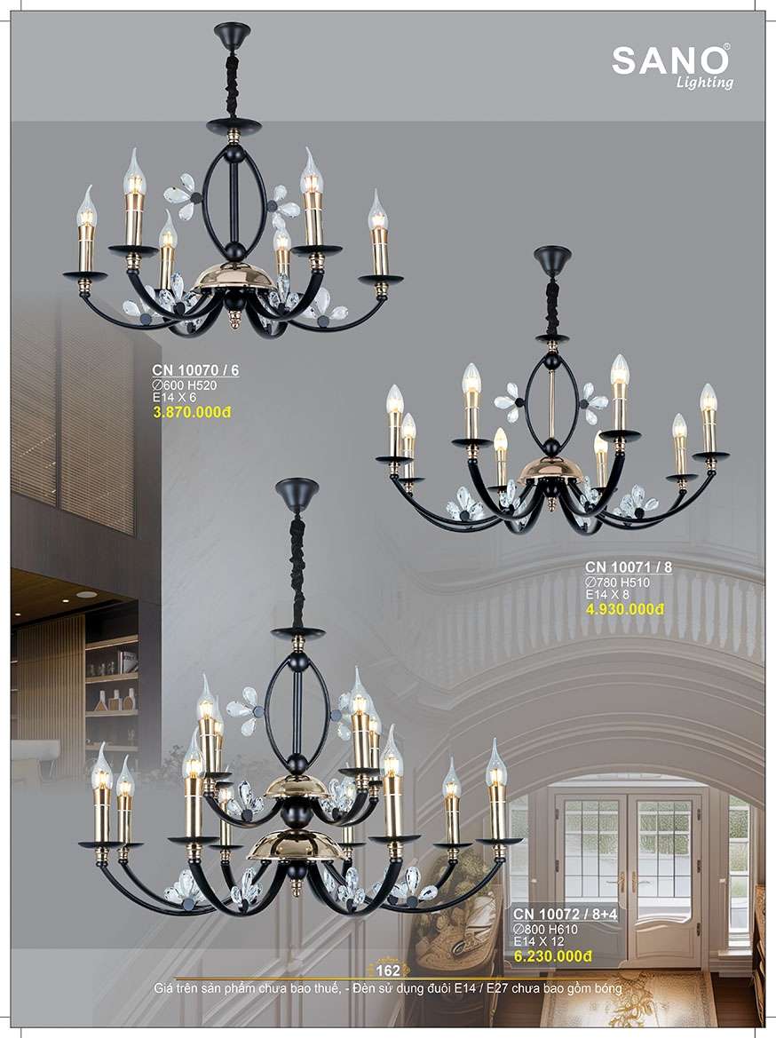 Đèn chùm Sano Lighting CN 10070/6, CN 10071/8, CN 10072/8+4