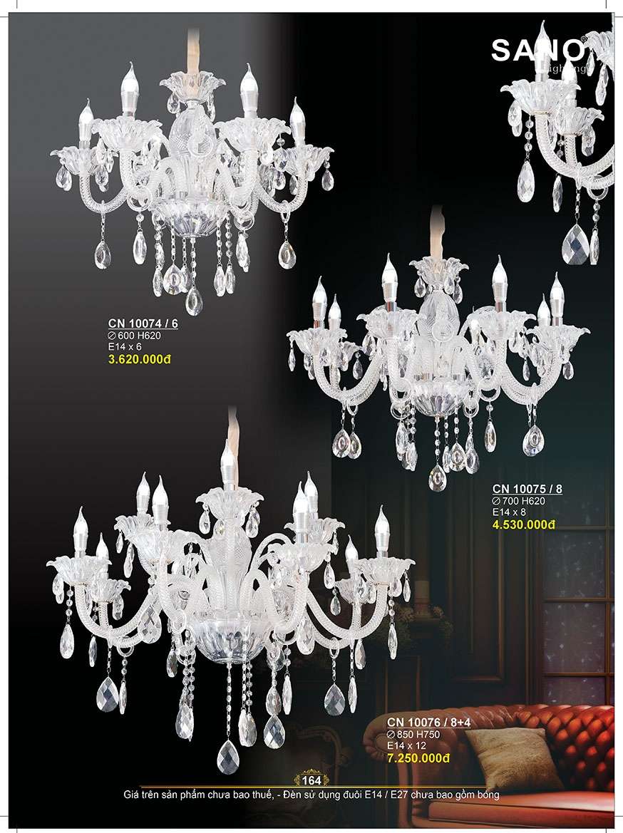 Đèn chùm Sano Lighting CN 10074/6, CN 10075/8, CN 10076/8+4