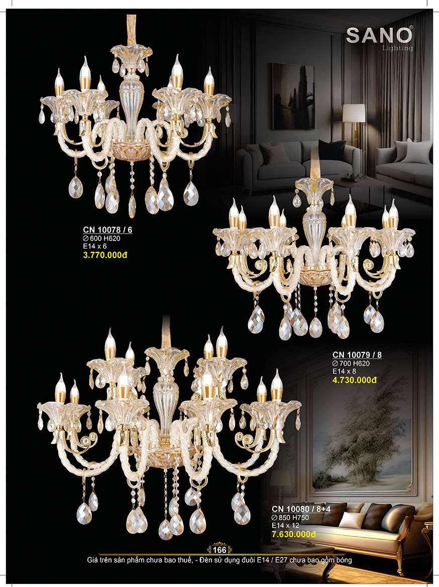 Đèn chùm Sano Lighting CN 10078/6, CN 10079/8, CN 10080/8+4